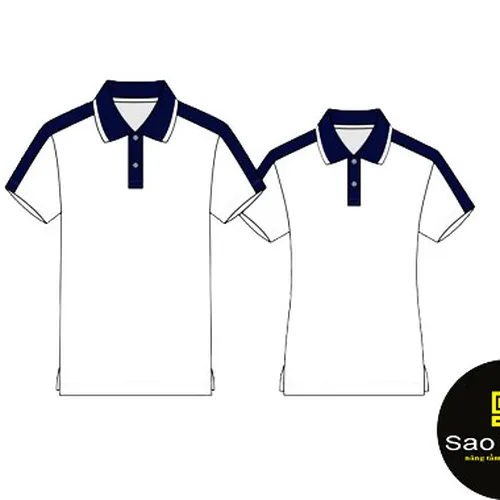 Áo thun đồng phục trắng phối xanh đen