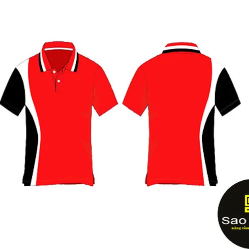 Áo Thun Đồng Phục đỏ phối trắng đen