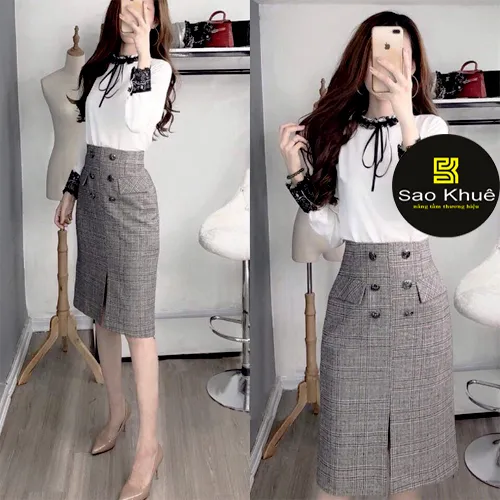 Váy nữ  màu xám trắng