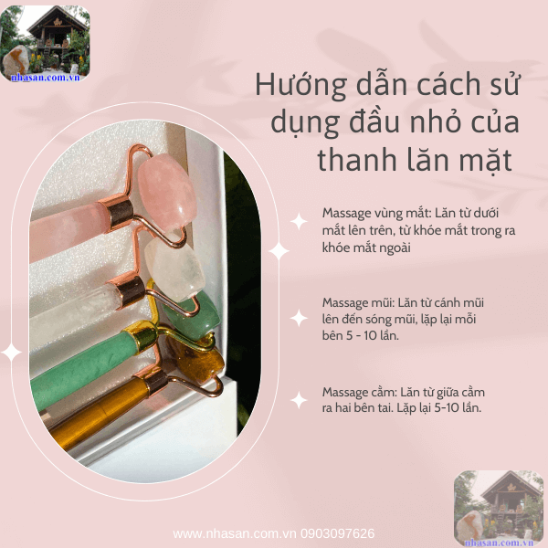 Sử dụng đầu nhỏ của thanh lăn cho vùng mắt, mũi, cằm Sử dụng đầu nhỏ của thanh lăn cho vùng mắt, mũi, cằm