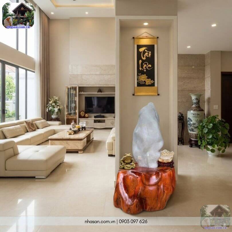Trụ đá thạch anh trắng đánh bóng phong thủy đặt tại đại sảnh, phòng khách Trụ đá thạch anh trắng đánh bóng phong thủy đặt tại đại sảnh, phòng khách