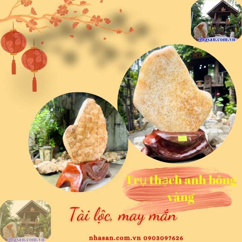 Trụ đá thạch anh bông vàng là biểu tượng của giàu sang, phú quý Trụ đá thạch anh bông vàng là biểu tượng của giàu sang, phú quý