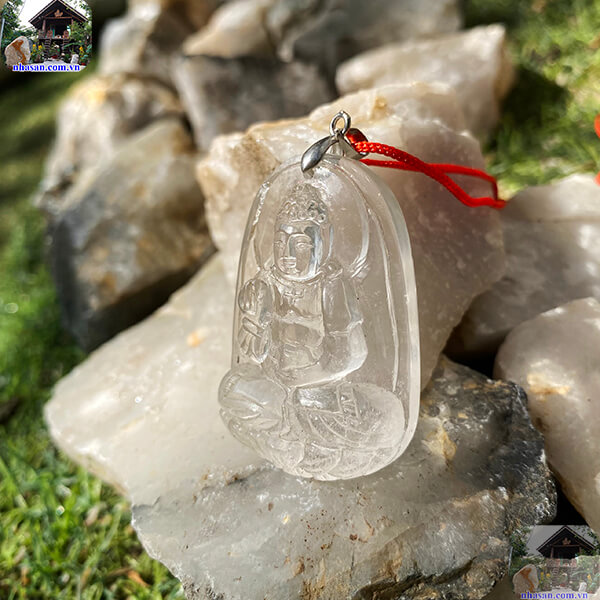 Mặt Phật A Di Đà đá thạch anh trắng Mặt Phật A Di Đà đá thạch anh trắng