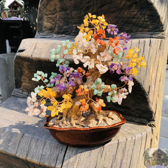 Cây đá thạch anh ngũ sắc được ưa chuộng bày trí tại phòng khách, phòng làm việc Cây đá thạch anh ngũ sắc được ưa chuộng bày trí tại phòng khách, phòng làm việc