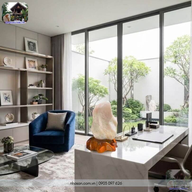 Đặt trụ thạch anh hồng 15kg trong không gian nghỉ dưỡng và làm việc giúp gia chủ giảm căng thẳng Đặt trụ thạch anh hồng 15kg trong không gian nghỉ dưỡng và làm việc giúp gia chủ giảm căng thẳng
