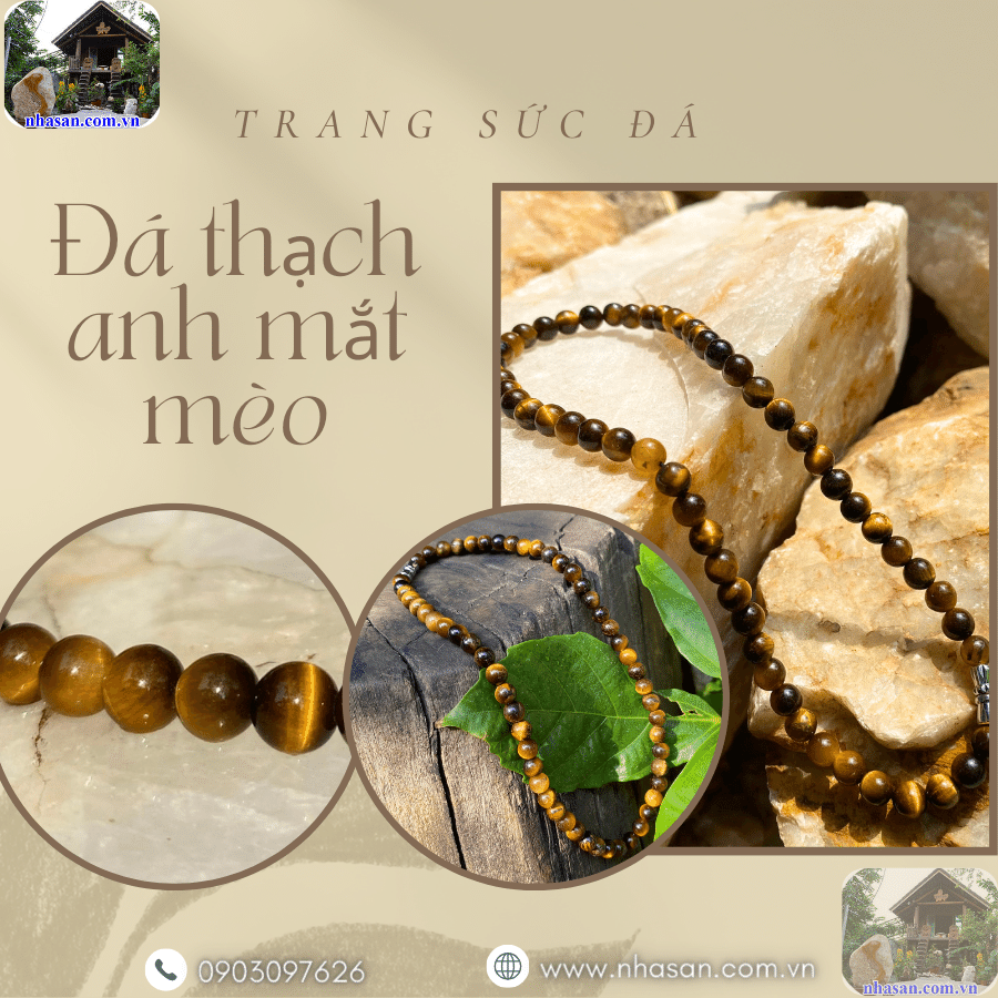 Vòng cổ đá thạch anh mắt mèo tự nhiên 100% Vòng cổ đá thạch anh mắt mèo tự nhiên 100%