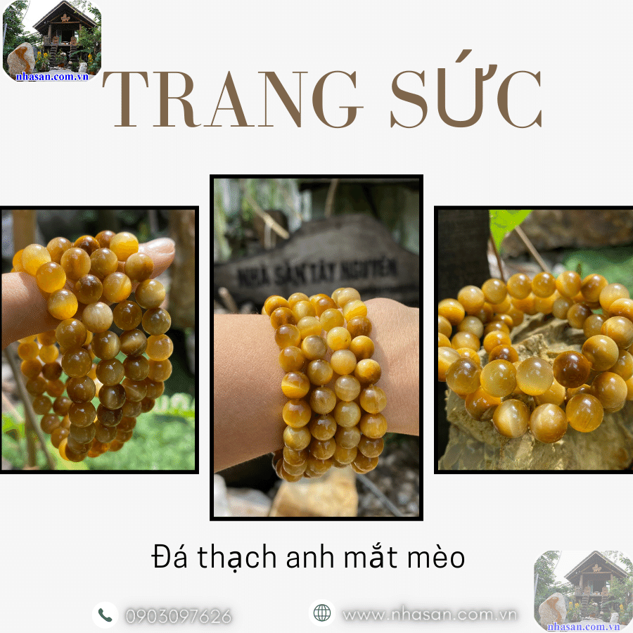 Vòng tay đá mắt mèo vàng tươi có đa dạng kích thước Vòng tay đá mắt mèo vàng tươi có đa dạng kích thước