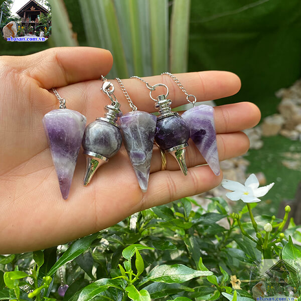 Con lắc cảm xạ đá thạch anh tím tự nhiên Con lắc cảm xạ đá thạch anh tím tự nhiên