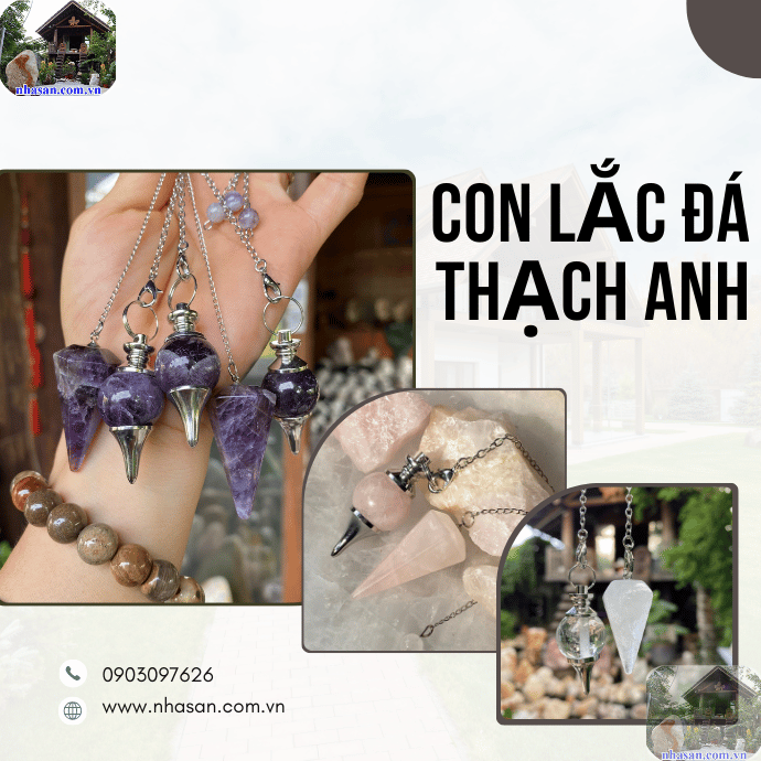 Con lắc cảm xạ chế tác từ đá thạch anh tự nhiên Con lắc cảm xạ chế tác từ đá thạch anh tự nhiên