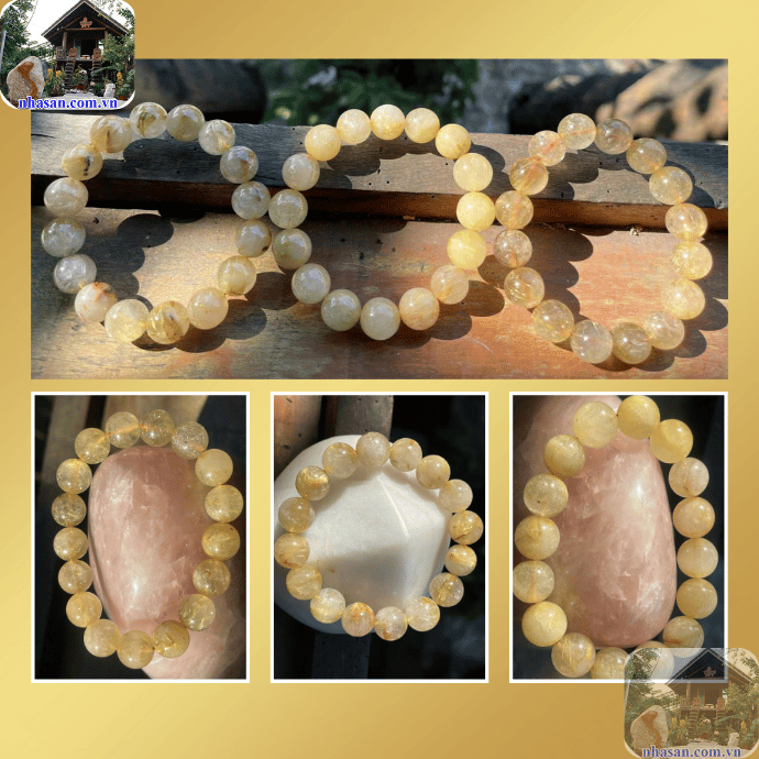 Vòng đá phong thủy mệnh Kim cho nữ thạch anh tóc vàng Vòng đá phong thủy mệnh Kim cho nữ thạch anh tóc vàng