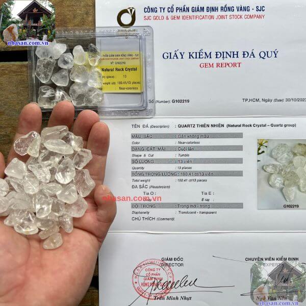 Giấy kiểm định đá thạch anh bảo bình tự nhiên tại SJC Giấy kiểm định đá thạch anh bảo bình tự nhiên tại SJC