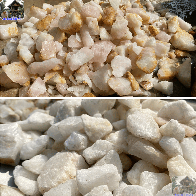 Đá thạch anh vụn là những mảnh đá thạch anh tự nhiên, thường có kích thước từ 1 – 5 cm Đá thạch anh vụn là những mảnh đá thạch anh tự nhiên, thường có kích thước từ 1 – 5 cm