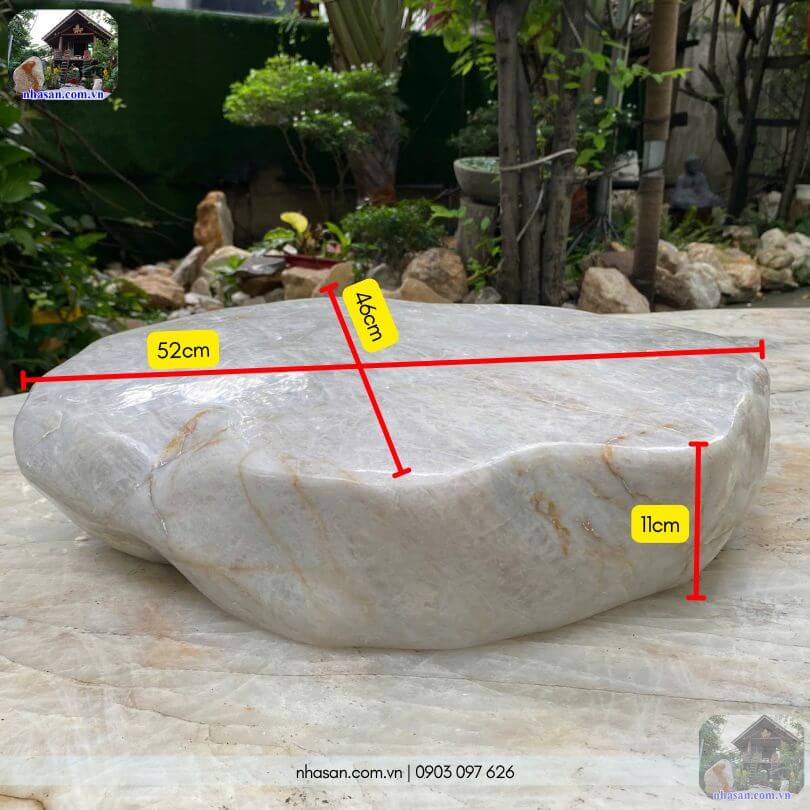 Bàn thiên đá thạch anh Bàn thiên đá thạch anh tự nhiên kích thước chuẩn rộng 52cm dài 46cm cao 11cm