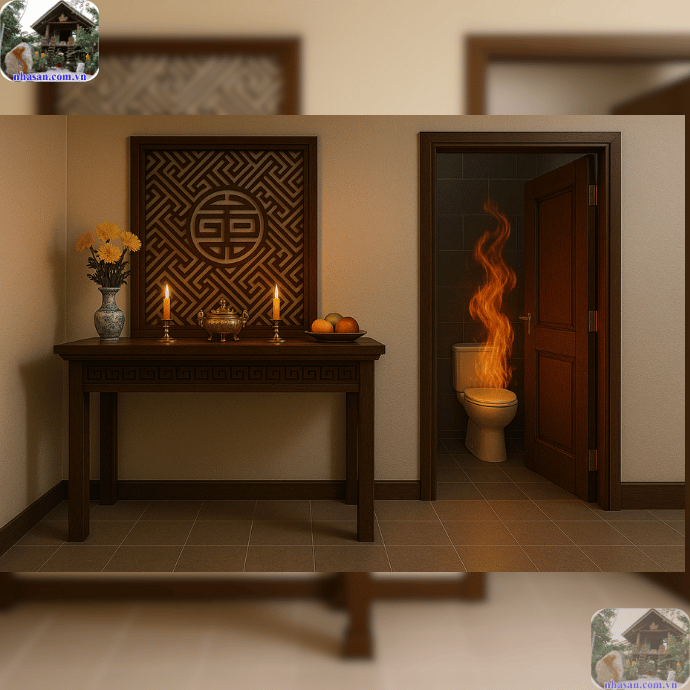 Bàn thờ đối diện nhà vệ sinh – một đại kỵ trong phong thủy Bàn thờ đối diện nhà vệ sinh – một đại kỵ trong phong thủy