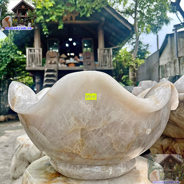 Bát sen thả hoa đá thạch anh tự nhiên 38kg Bát sen thả hoa đá thạch anh tự nhiên 38kg