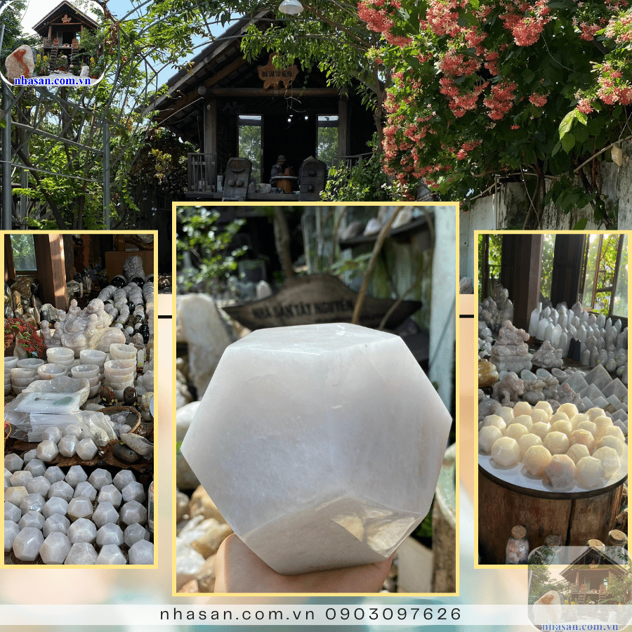 Nhà Sàn Tây Nguyên cung cấp bi giác 12 mặt đá thạch anh trắng tự nhiên Nhà Sàn Tây Nguyên cung cấp bi giác 12 mặt đá thạch anh trắng tự nhiên