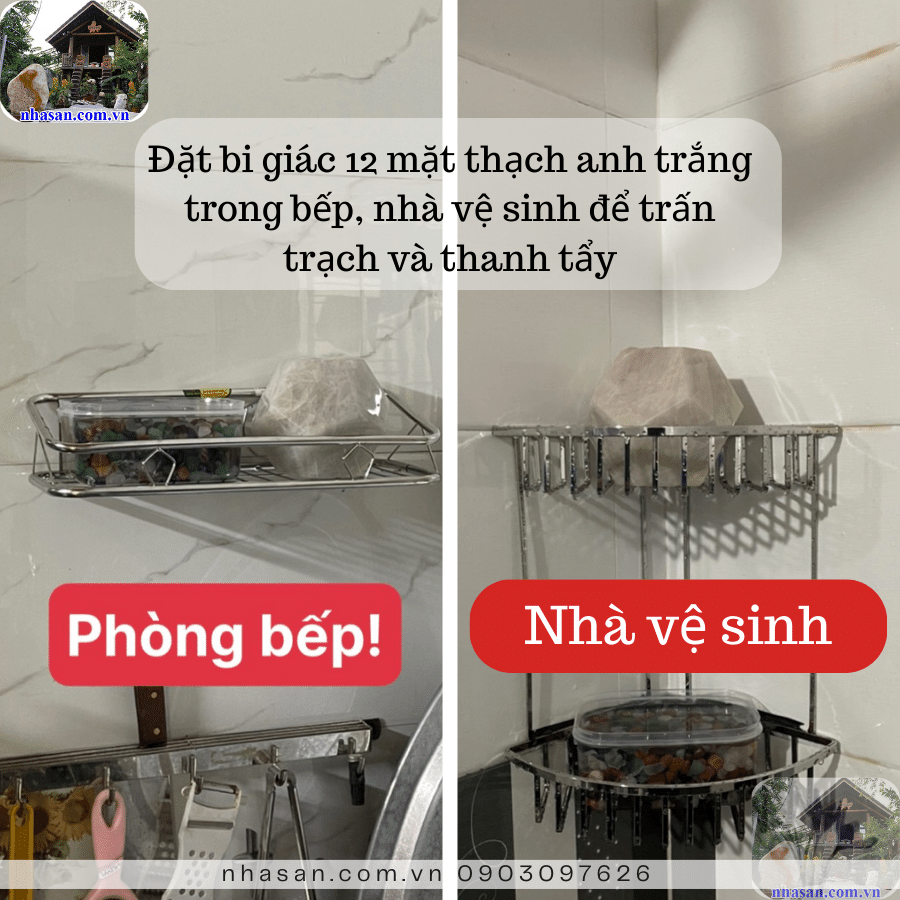 Gia chủ đặt đá 12 mặt thạch anh tại nhà bếp và nhà vệ sinh Gia chủ đặt đá 12 mặt thạch anh tại nhà bếp và nhà vệ sinh