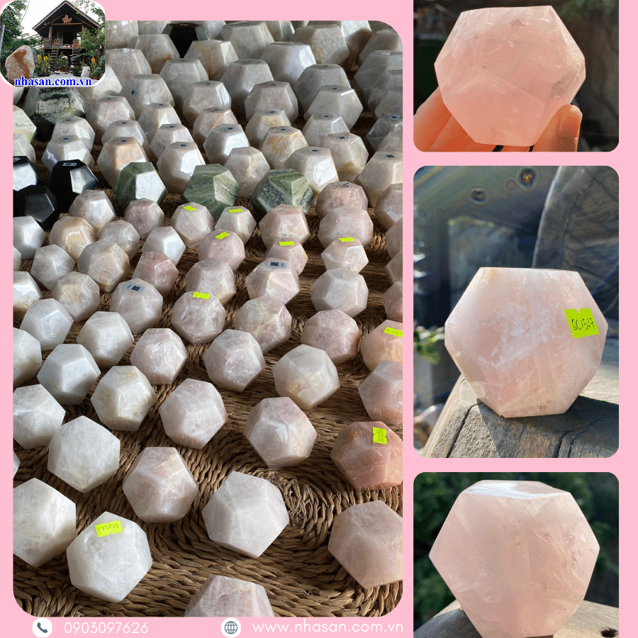 Bi giác 12 mặt đá thạch anh hồng được các thầy phong thủy và gia chủ ưa chuộng Bi giác 12 mặt đá thạch anh hồng được các thầy phong thủy và gia chủ ưa chuộng
