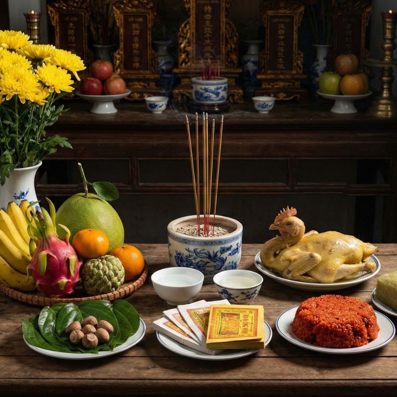 Gia chủ có thể chuẩn bị lễ chay hoặc lễ mặn tùy theo điều kiện Gia chủ có thể chuẩn bị lễ chay hoặc lễ mặn tùy theo điều kiện