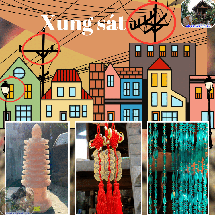 Xung quanh có cột điện, cột đèn, nóc nhà, góc nhọn xung chiếu, không tốt cho sức khoẻ Xung quanh có cột điện, cột đèn, nóc nhà, góc nhọn xung chiếu, không tốt cho sức khoẻ