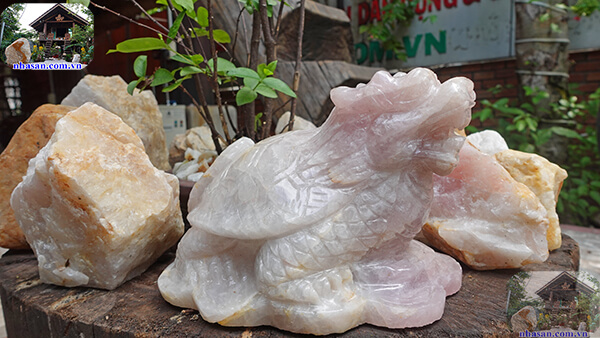 Long Quy đá thạch anh hồng chiêu tài hóa giải sát khí Long Quy đá thạch anh hồng chiêu tài hóa giải sát khí