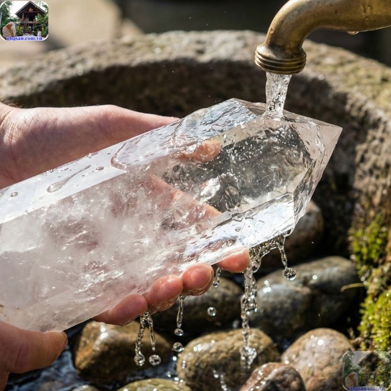 Rửa đá dưới dòng nước suối tự nhiên hoặc nước lọc sạch Rửa đá dưới dòng nước suối tự nhiên hoặc nước lọc sạch
