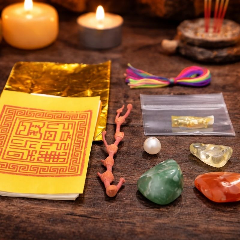 Bộ Cốt thất bảo chuẩn bị cho nghi lễ bốc bát nhang Bộ Cốt thất bảo chuẩn bị cho nghi lễ bốc bát nhang