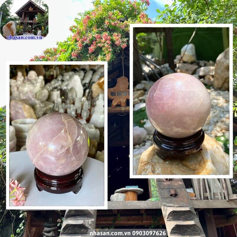 Cầu thạch anh hồng, bi cầu thạch anh hồng là màu sắc phổ biến của đá thạch anh tự nhiên Cầu thạch anh hồng, bi cầu thạch anh hồng là màu sắc phổ biến của đá thạch anh tự nhiên