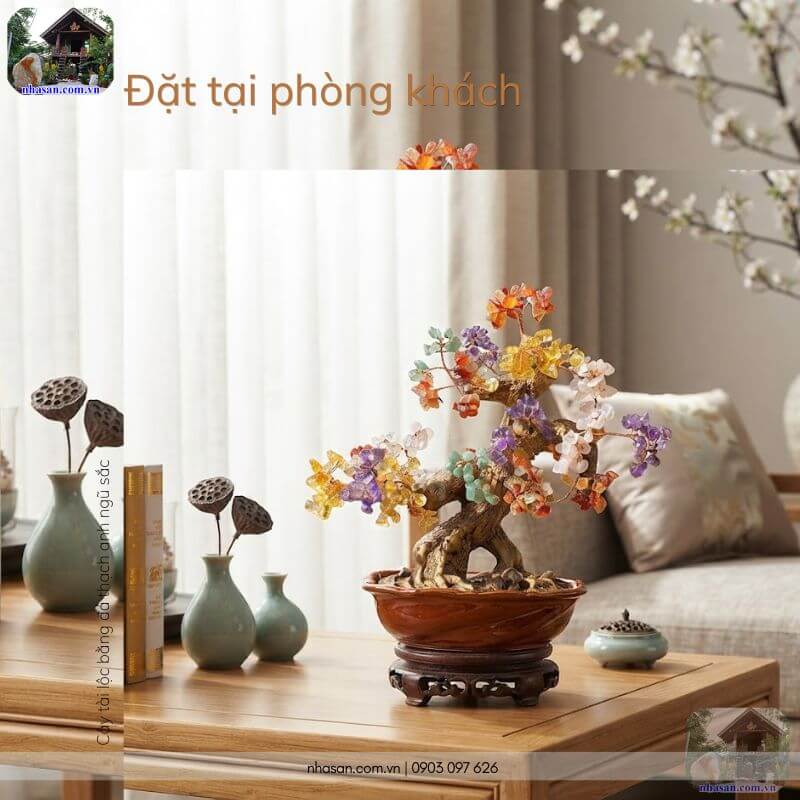Gợi ý bài trí cây tài lộc bằng đá thạch anh tự nhiên sang trọng tại phòng khách. Gợi ý bài trí cây tài lộc bằng đá thạch anh tự nhiên sang trọng tại phòng khách.
