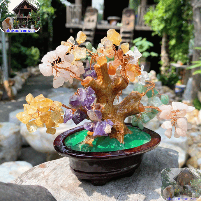 Cây tài lộc thạch anh đa sắc trang trí không gian Cây tài lộc thạch anh đa sắc trang trí không gian