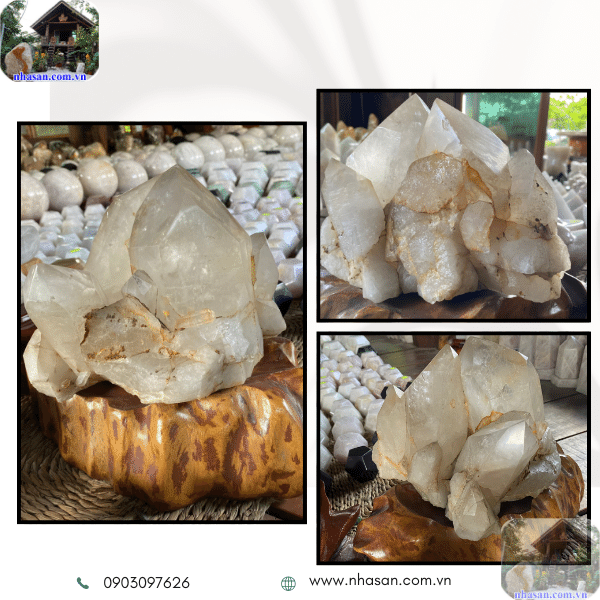 Chùm tinh thể thạch anh có nhiều kích thước đa dạng Chùm tinh thể thạch anh có nhiều kích thước đa dạng