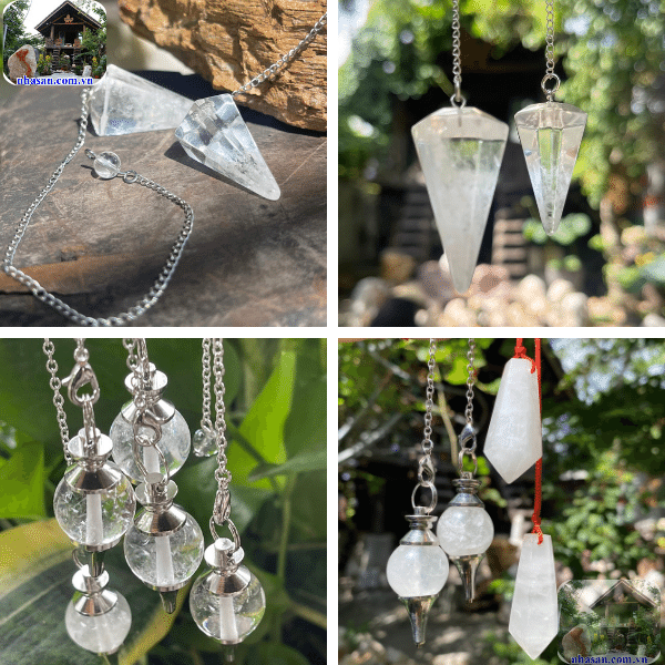 Tinh thể con lắc cảm xạ thạch anh trắng Tinh thể con lắc cảm xạ thạch anh trắng