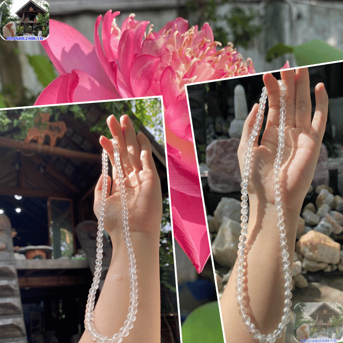 Vòng cổ thạch anh trắng tạo điểm nhấn sang trọng và quý phái cho người đeo Vòng cổ thạch anh trắng tạo điểm nhấn sang trọng và quý phái cho người đeo