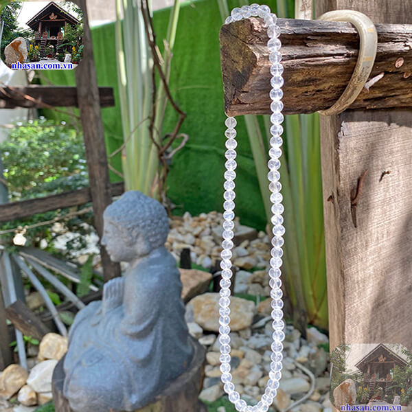 Chuỗi vòng cổ đá thạch anh trắng 7ly-4 Chuỗi vòng cổ đá thạch anh trắng 7ly-4