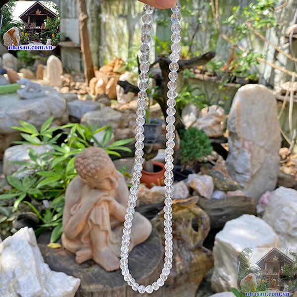 Chuỗi vòng cổ đá thạch anh trắng 7ly-1 Chuỗi vòng cổ đá thạch anh trắng 7ly-1