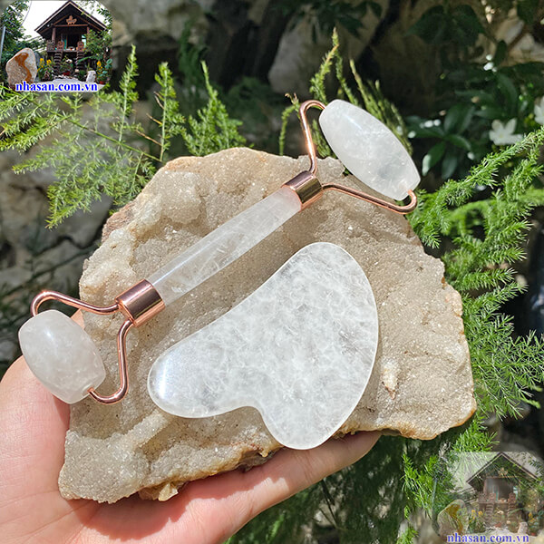 Combo massage mặt bằng đá thạch anh trắng tự nhiên Combo massage mặt bằng đá thạch anh trắng tự nhiên