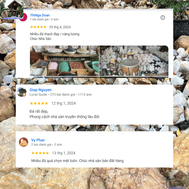 Hàng trăm đánh giá 5 sao từ khách hàng chứng minh uy tín của Kho Đá Nhà Sàn Tây Nguyên Hàng trăm đánh giá 5 sao từ khách hàng chứng minh uy tín của Kho Đá Nhà Sàn Tây Nguyên