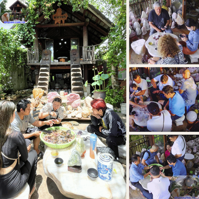 Hình ảnh khách đến trực tiếp trải nghiệm đá tự nhiên tại Nhà Sàn Hình ảnh khách đến trực tiếp trải nghiệm đá tự nhiên tại Nhà Sàn