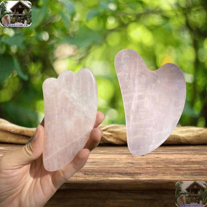 Đá guasha thạch anh hồng tự nhiên Đá guasha thạch anh hồng tự nhiên