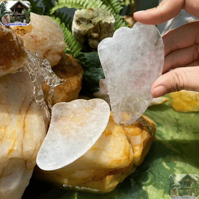 Đá guasha thạch anh trắng tự nhiên Đá guasha thạch anh trắng tự nhiên