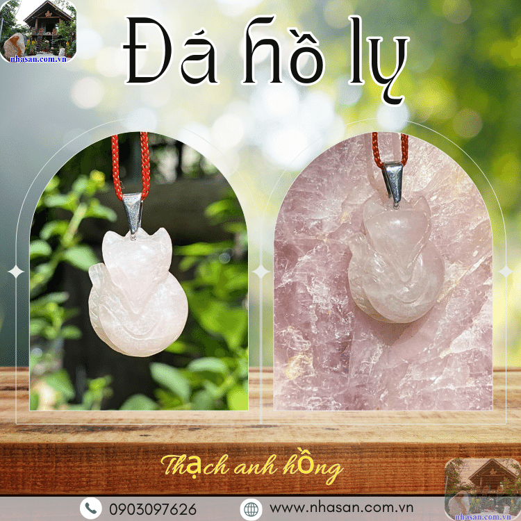 Mặt hồ ly đá thạch anh hồng tự nhiên Mặt hồ ly đá thạch anh hồng tự nhiên