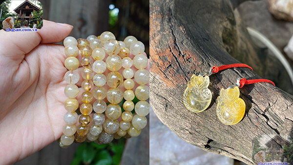 Đá thạch anh tóc vàng tự nhiên Đá thạch anh tóc vàng tự nhiên