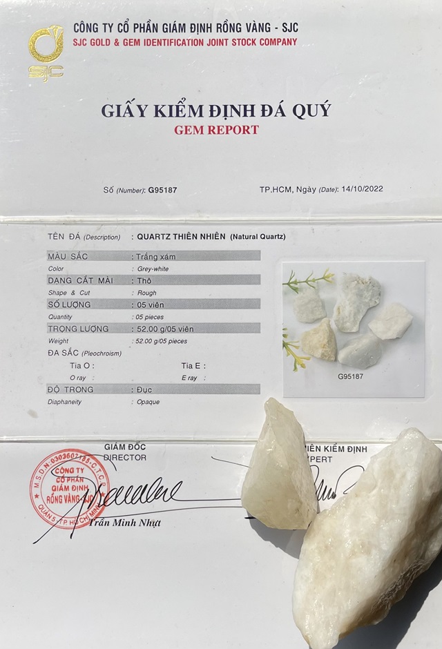 Giấy kiểm định đá thạch anh vụn 4xx6