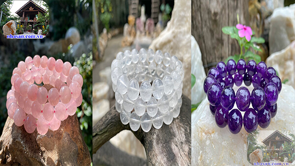 Vòng tay chế tác từ đá thạch anh tự nhiên Vòng tay chế tác từ đá thạch anh tự nhiên