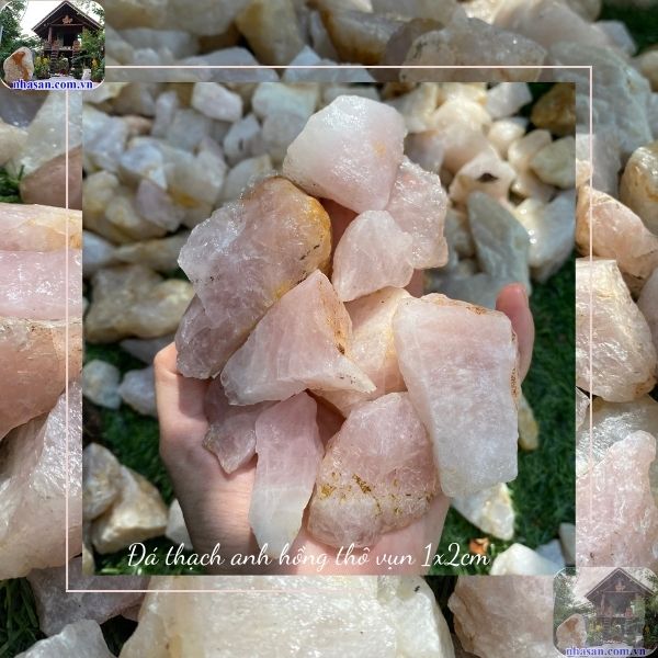 Đá thạch anh hồng thô vụn 1x2cm Đá thạch anh hồng thô vụn 1x2cm