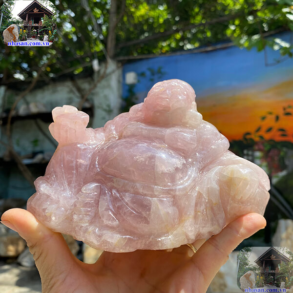 Tượng Phật Di Lặc đá thạch anh hồng Tượng Phật Di Lặc đá thạch anh hồng