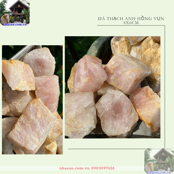 Đá thạch anh hồng vụn 4x6cm Đá thạch anh hồng vụn 4x6cm