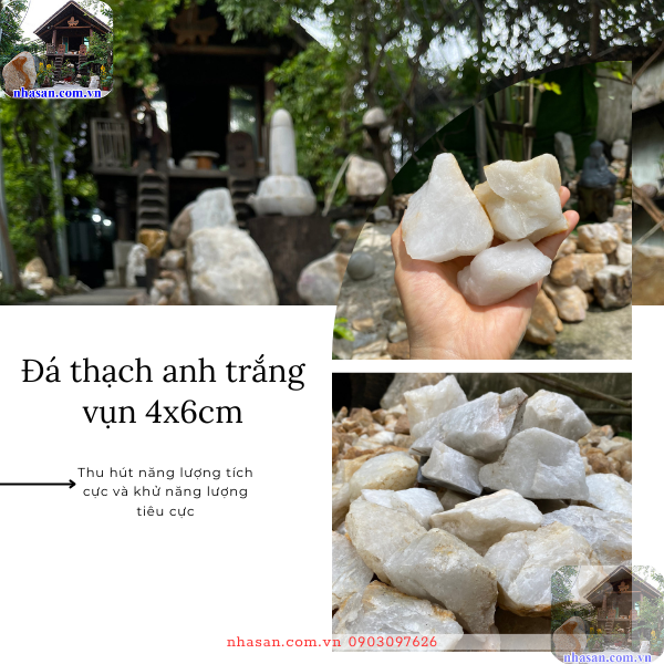 Đá thạch anh trắng vụn 4x6cm Đá thạch anh trắng vụn 4x6cm