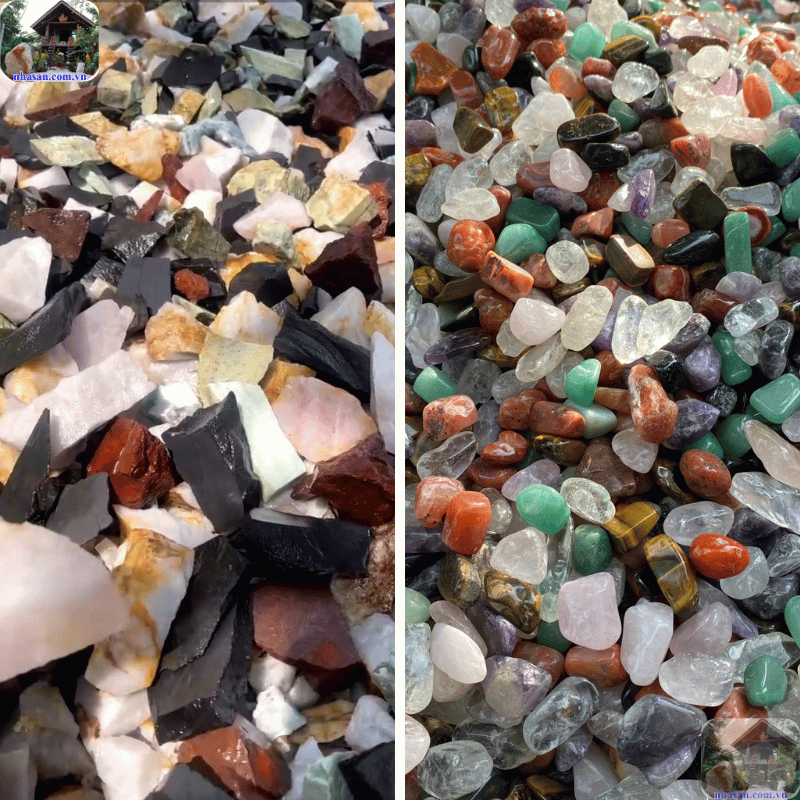 Đá thạch anh ngũ sắc rải nền nhà là sự kết hợp của 5 loại đá thạch anh vụn hoặc thô với 5 màu sắc khác nhau Đá thạch anh ngũ sắc rải nền nhà là sự kết hợp của 5 loại đá thạch anh vụn hoặc thô với 5 màu sắc khác nhau