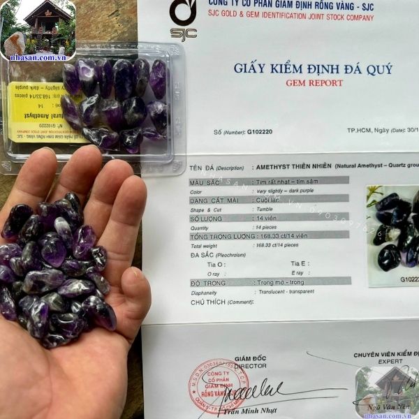 Thạch anh tím tại Nhà Sàn được kiểm định là đá tự nhiên Thạch anh tím tại Nhà Sàn được kiểm định là đá tự nhiên